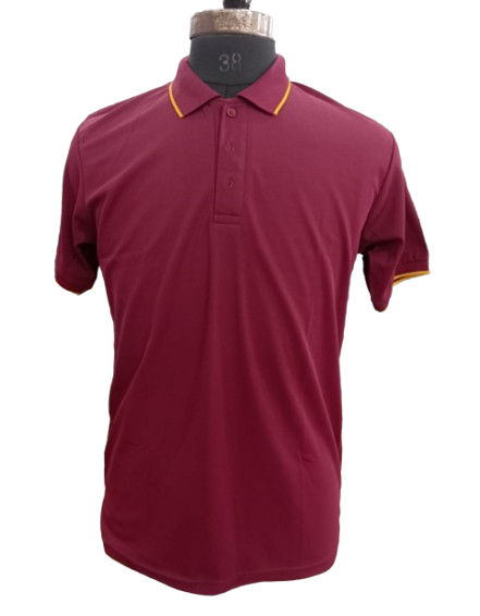 T-SHIRT SAP MATTY MAROON WITH GOLDEN TIPPING STYLE NO SMTS-06 PRICE RS 195 Per Piece