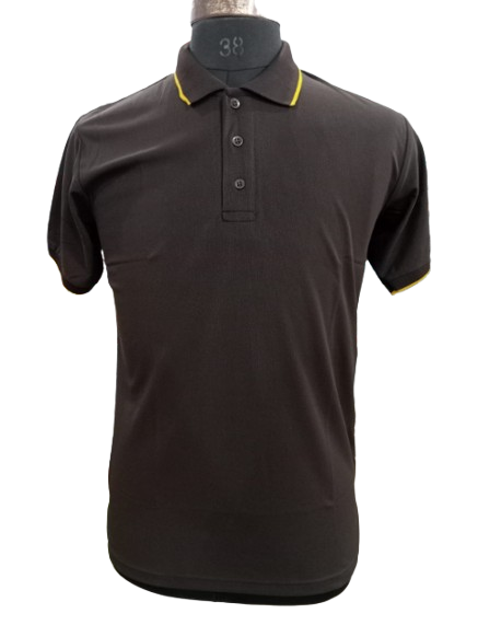 T-SHIRT SAP MATTY BROWN WITH YELLOW TIPPING STYLE NO SMTS-02 PRICE RS 195 Per Piece