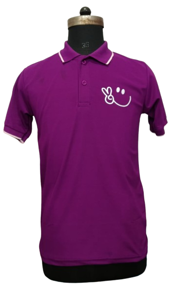 T-SHIRT SAP MATTY PURPLE WITH WHITE TIPPING STYLE NO SMTS-07 PRICE RS 195 Per Piece