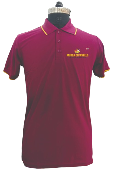 T-SHIRT SAP MATTY MAROON WITH GOLDEN TIPPING STYLE NO SMTS-06 PRICE RS 195 Per Piece
