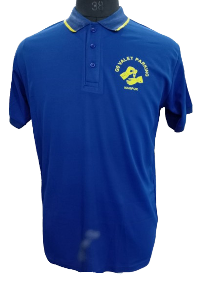 T-SHIRT SAP MATTY BLUE WITH GOLDEN TIPPING STYLE NO SMTS-04 PRICE RS 195 Per Piece