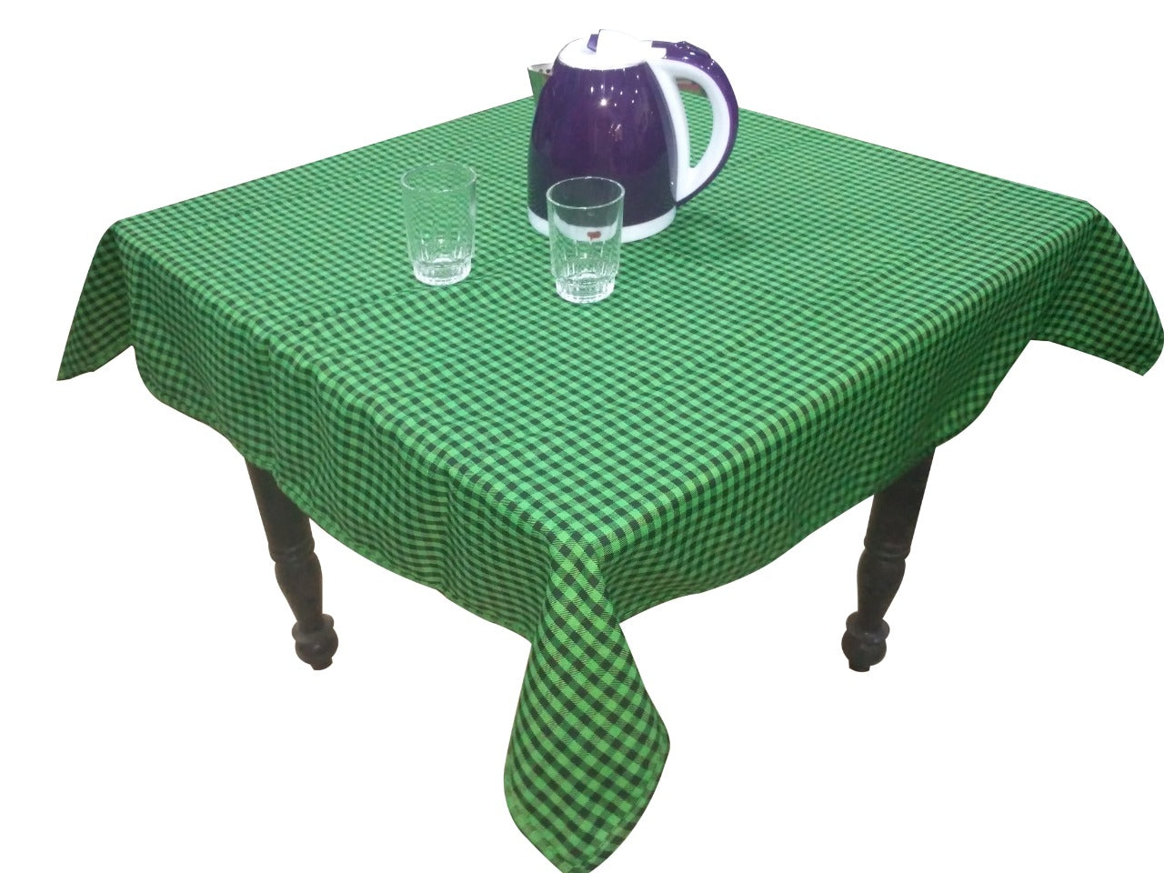 TABLE CLOTH GERMAN CHECKS BLENDED FABRIC GREEN AND BLACK