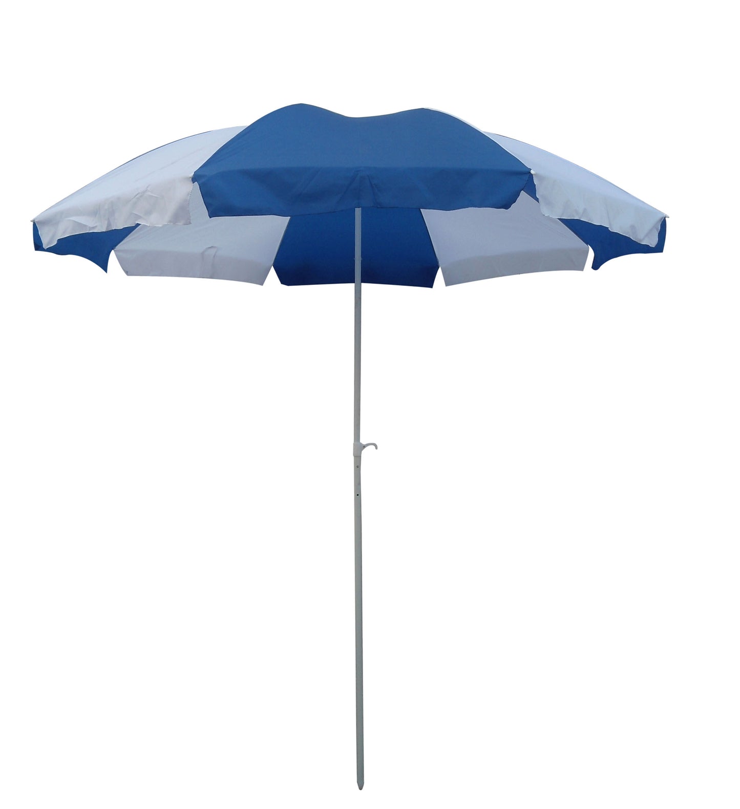 UMBRELLA GARDEN BLUE AND WHITE -BEACH-SUN PROTECTION-SALES DEMO UMBRELLA 8 FEET DIA