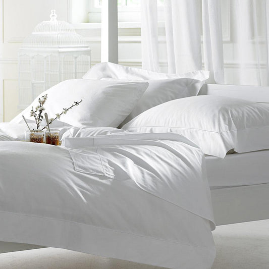 Hotel White Bedsheet Bed Sheet  King Size Reliance Mills Fabric Plain Weave 300 TC SIZE: 100" x 112" SKU - BS-19