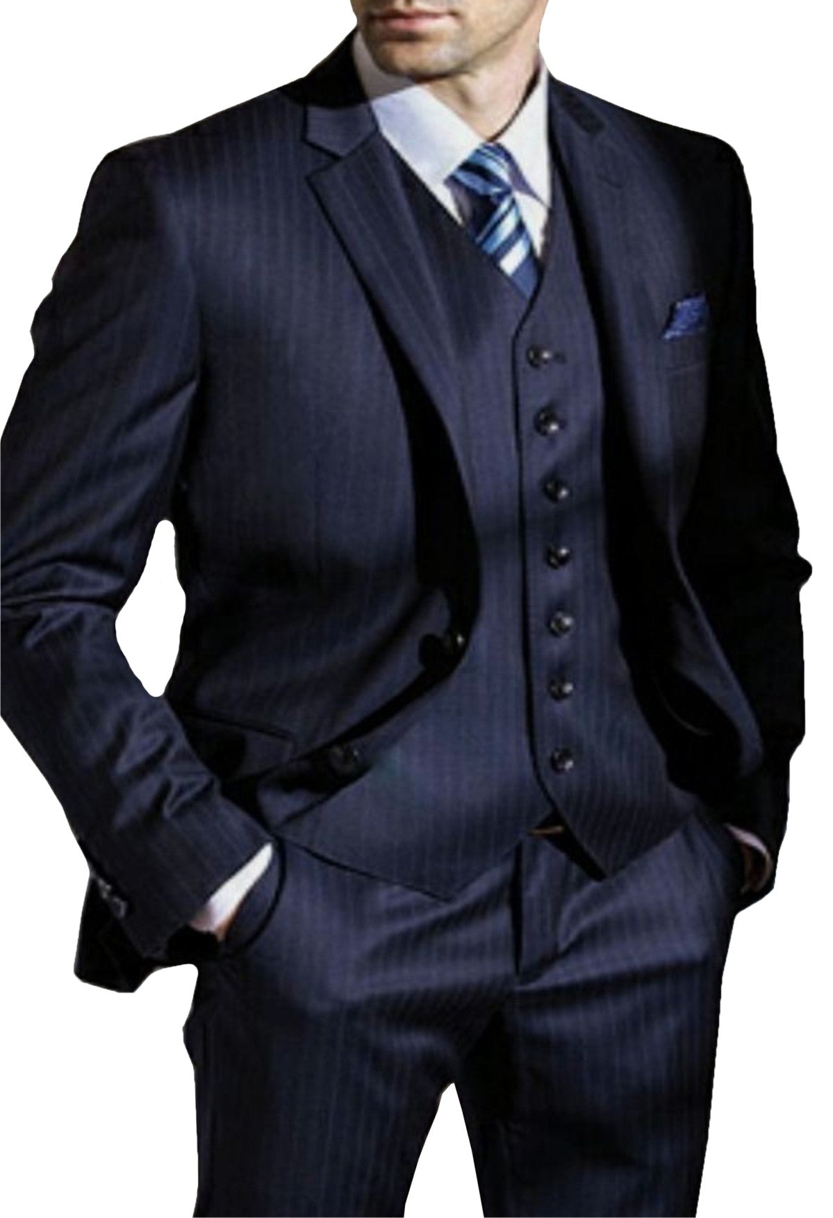 Suit Men's Formal Three Piece Blazer, Trouser, Waist Coat, Shirt & Neck Tie.